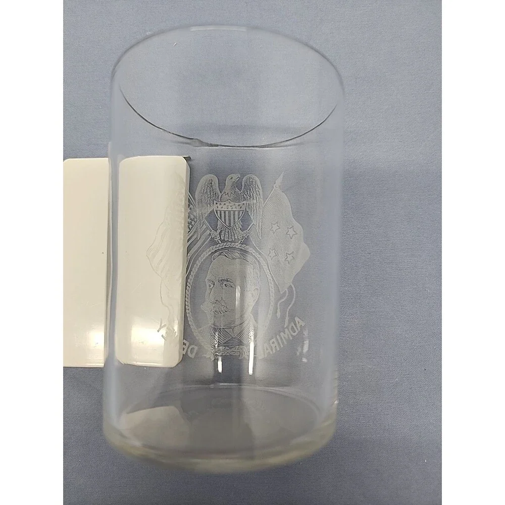 Vintage Admiral Dewey Souvenir Thin Wall Beer Glass Turn Of The Century Rare